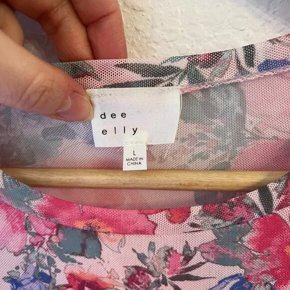 Vici Dee Elly Floral Mesh Ruched‎ Sleeveless Midi Dress L Wedding Guest Formal - Picture 7 of 12